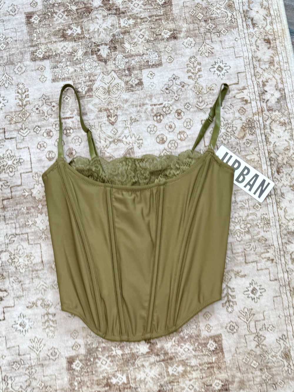 MUrban Outfitters Out From Under Corey Green corset top with lace trim nwt